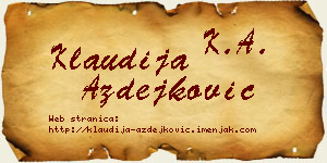 Klaudija Azdejković vizit kartica
